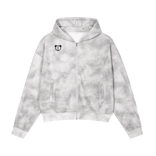 Dirty Washed Zip-Up Fleece Hoodie
