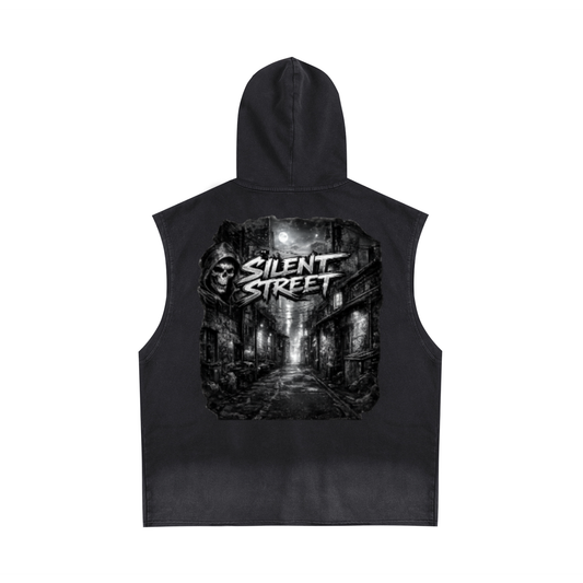 Vintage Washed Zip-Up Hooded Tank Top