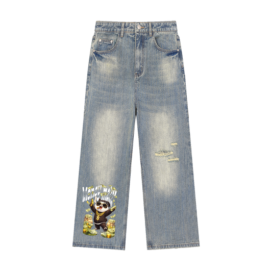 Vintage Wash Distressed Denim Jeans