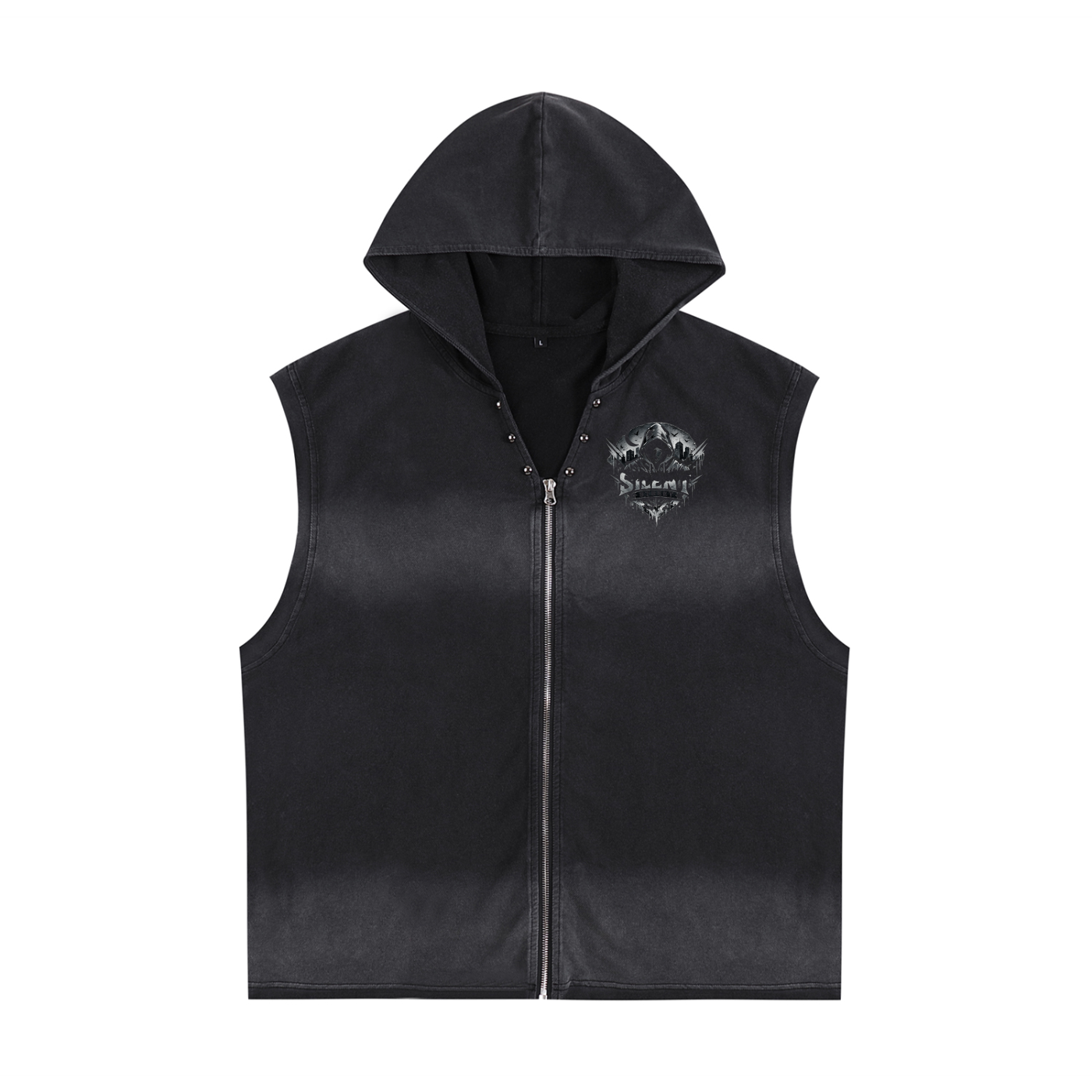 Vintage Washed Zip-Up Hooded Tank Top